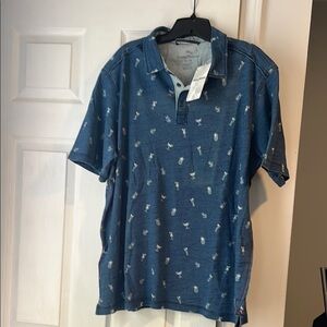 Tommy Bahama Blue Polo Shirt with Subtle Print